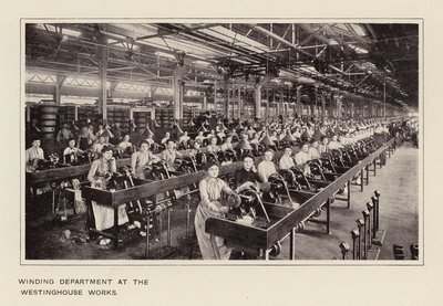 Tekercselő részleg a Westinghouse Művekben (fekete-fehér fotó) alkotó: American Photographer