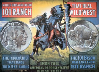 A 101 Ranch Wild West Show posztere "Iron Tail"-val alkotó: American School