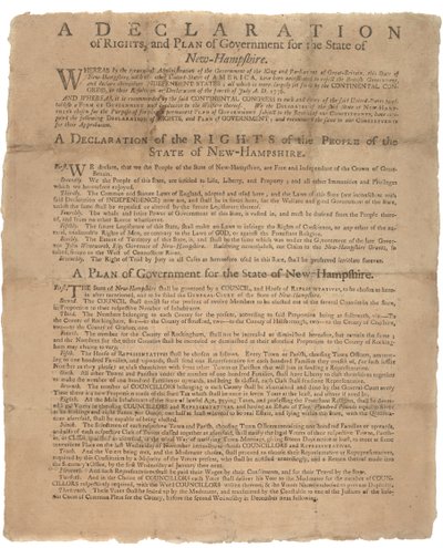 Nyilatkozat a jogokról és a kormány könyörgése New Hampshire államért, 1779 alkotó: American School