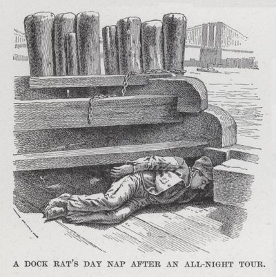 Dock Patkány napi szunyókálása egy egész éjszakás túra után (litho) alkotó: American School