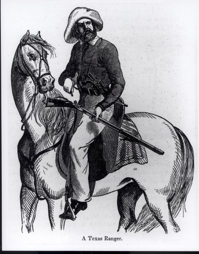 Egy texasi őr, illusztráció a „Mexikó és a mexikói háború képi története” című művéből, John Frost, 1848 alkotó: American School