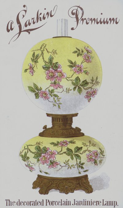 Larkin Premium díszítésű porcelán jardiniere lámpák (chromolitho) hirdetése alkotó: American School