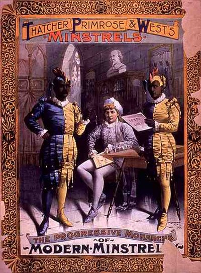 A „The Progressive Monarchs of Modern Minstrelsy” reklámja, Thatcher, Primrose és West