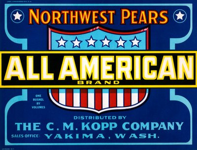 All American Brand Fruit Crate Label, 1920 körül (litográfia) alkotó: American School