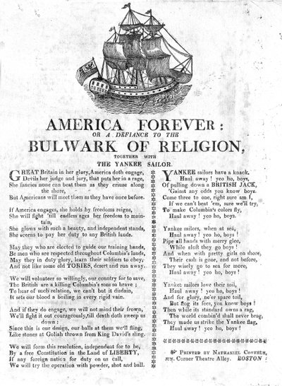 Amerika örökké, vagy dac a vallás védőbástyájával, a Yankee Sailorral együtt (újságpapír) alkotó: American School