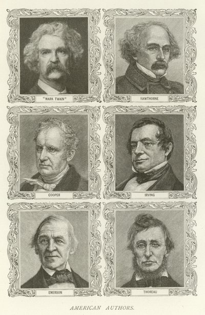 Amerikai szerzők, Mark Twain, Hawthorne, Cooper, Irving, Emerson, Thoreau alkotó: American School