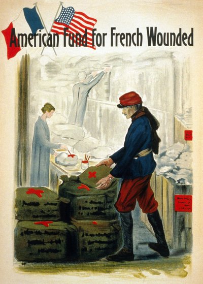 Amerikai alapok a francia háború sebesültjére – kb. 1917 alkotó: American School