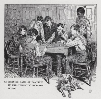 Esti dominójáték a Newsboys szállásházában (litho) alkotó: American School