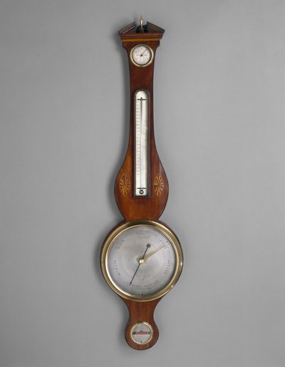 Barométer, c. 1801-1804 (mahagóni furnér és azonosítatlan berakás; lucfenyő és somfa) alkotó: American School