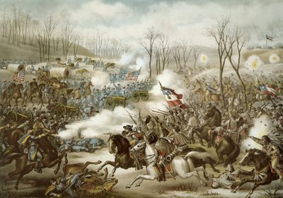 Battle of Pea Ridge, Arkansas, március 6-8, metszett Kurz & Allison (színes litó) alkotó: American School