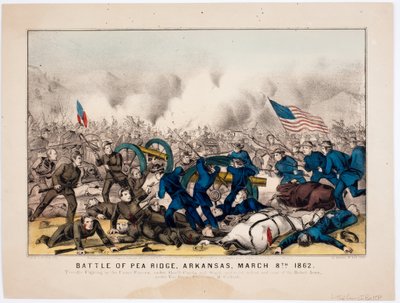 Battle of Pea Ridge, Arkansas, 1862. március 8., pub. Currier & Ives, 1862 alkotó: American School