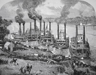 Shiloh-i csata, más néven pittsburgi partraszállás, 1862. április (litho) alkotó: American School