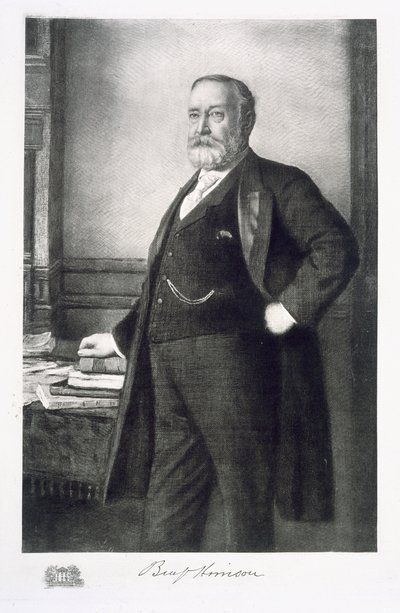 Benjamin Harrison (1833-1901), az Amerikai Egyesült Államok 23. elnöke, pub. 1901 (mélynyomás) alkotó: American School