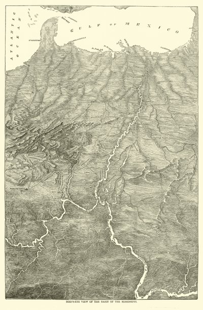 Madártávlat a Mississippi medencéjére, 1862 alkotó: American School