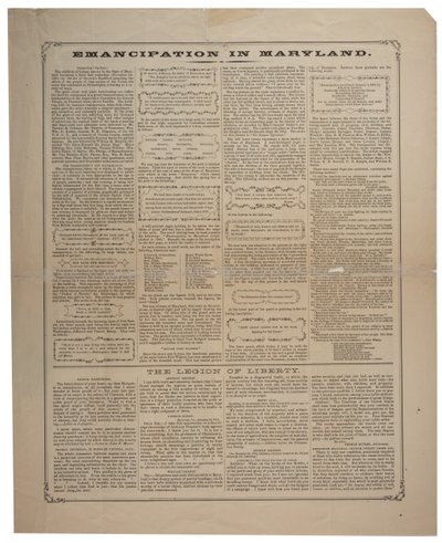 Széleskörű vélemény az afroamerikaiak toborzásával és az emancipáció ünneplésével kapcsolatban Marylandben, Ringwalt és Brownban (fl. 1863-1865), 1864. november 1. körül (lásd még GLC 696014, 696015 és 696017) alkotó: American School