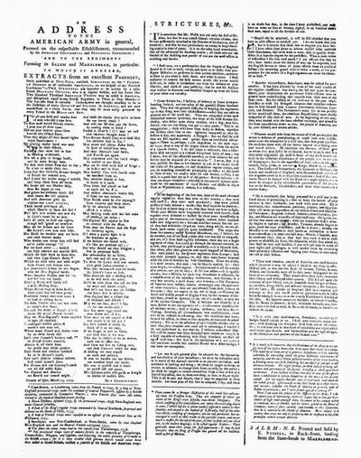 Széles oldal címmel az amerikai hadsereghez, Salem, 1775 (nyomtatott) alkotó: American School
