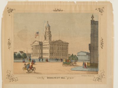 Brooklyn Városháza, kiadó: Charles Magnus, Inc. (litho, kézzel festett wc-vel) alkotó: American School