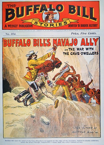 Buffalo Bill (1864-1917) Navajo Ally, borítóillusztráció a „Buffalo Bill Stories”-ból, 1890 körül (színes litó) alkotó: American School