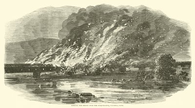 A Susquehanna feletti híd felgyújtása, Columbia, Penn, 1863. június alkotó: American School