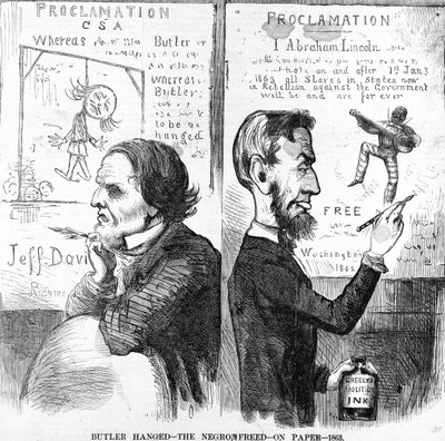 Butler Hanged, The Negro Free, papíron, 1863 alkotó: American School