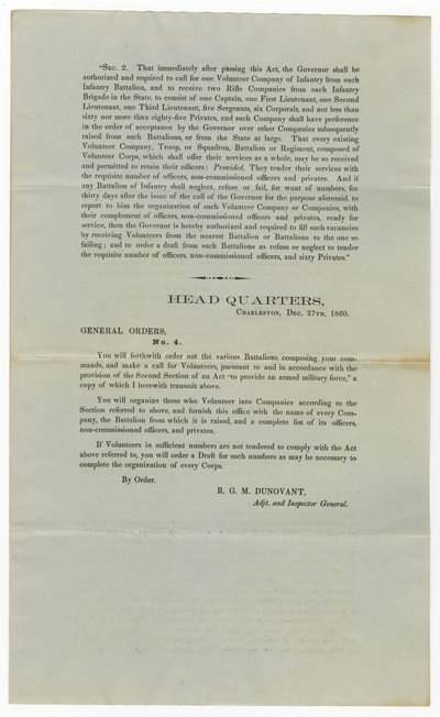 Önkéntesek felhívása az 1860. december 27-i 4. számú általános rendelet alapján alkotó: American School