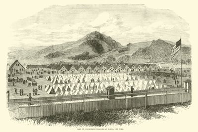Konföderációs foglyok tábora Elmirában, New York államban, 1865. május alkotó: American School