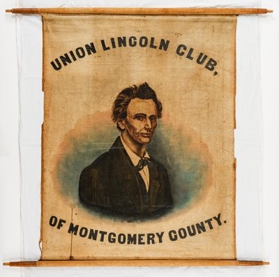 Kampánybanner Abraham Lincoln számára, Montgomery megyében alkotó: American School