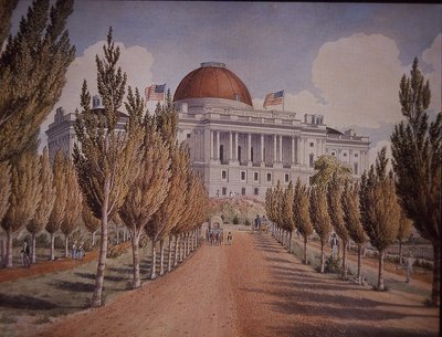 Capitol épület, Washington DC, USA, 1845 körül (színes litho) alkotó: American School