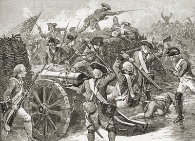 A yorktowni redout rögzítése 1781-ben az A. S. Barnes und Co. által 1885-ben kiadott „A Brief History of the United States”-ből alkotó: American School