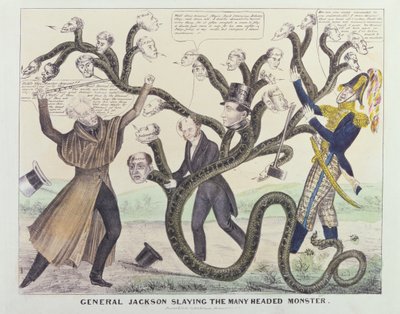 Jackson tábornok (1767-1845) karikatúrája A sokfejű szörnyeteg megölése, H. R. Robinson, 1836 körül (toll és tinta, ceruza és WC papíron) alkotó: American School