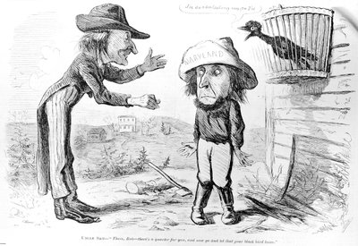 Karikatúra, amely a marylandi rabszolgaság eltörlését szatírozza, "Frank Leslie Illustrated Newspaper"-ből, 1862. április 5. alkotó: American School