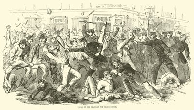 A rendőrség vádja a Tribune Office-nál, 1863. július alkotó: American School