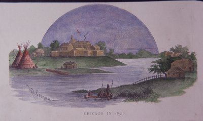 Chicago 1831-ben, 19. század vége (színes metszet) alkotó: American School