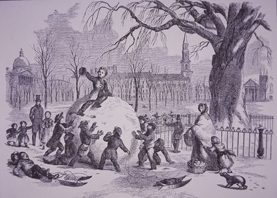 Karácsonyi hógolyó, jelenet a Boston Commonon alkotó: American School