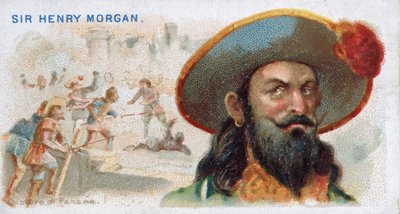 Cigarettakártya Sir Henry Morgan, Panama elfoglalása, a Pirates of the Spanish Main sorozatból (N19), pub. 1888 alkotó: American School