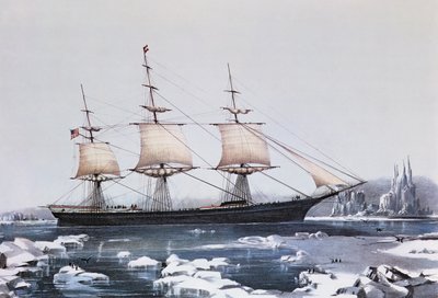 Clipper Ship Red Jacket a jégben a Horn-foknál, amikor Ausztráliából Liverpoolba utazik, kiadó: Currier und Ives, 1854 alkotó: American School