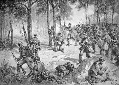 Konföderációs támadás a gettysburgi csatában alkotó: American School