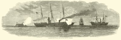Konföderációs kosok a blokádoló flottával szemben Charleston mellett, 1863. január alkotó: American School
