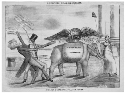 Kongresszusi elefánt, avagy, Utolsó kétségbeesett erőkifejtés, 1832 körül alkotó: American School