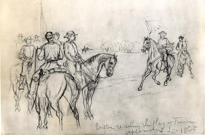 Custer megkapja a Szabadság zászlaját, Appomattox, 1865 alkotó: American School