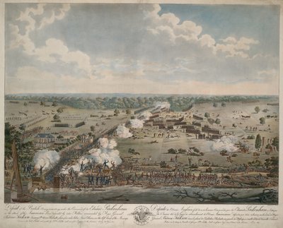 A brit hadsereg veresége (New Orleans-i csata), pub. 1815 (kézzel színezett metszet) alkotó: American School