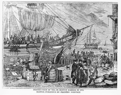A tea megsemmisítése Boston kikötőjében 1773-ban alkotó: American School
