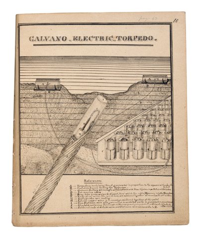 Rains Galvano elektromos torpedójának vázlata (toll és tinta, papír) alkotó: American School