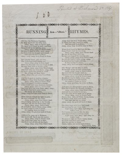 Dixie egy csekk hátoldalára nyomtatva, 1861 alkotó: American School