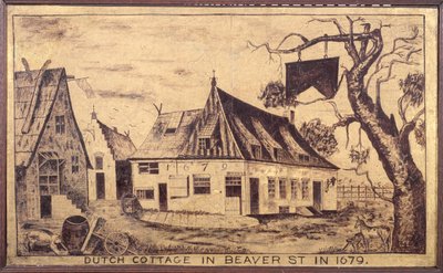 Holland kunyhó a Beaver Street-ben 1679-ben, 1853 körül (olaj, géz) alkotó: American School
