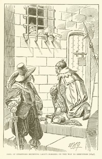 Strafford grófja Laud áldásában részesül a kivégzés felé vezető úton (1641) (metszet) alkotó: American School