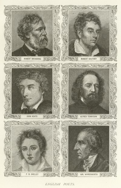 Angol költők, Robert Browning, Robert Southey, John Keats, Alfred Tennyson, P B Shelley, William Wordsworth alkotó: American School