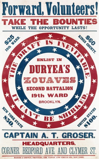 Beiratkozás a Duryeas Zouaves második zászlóaljhoz, 19. kerület, Brooklyn, 1861 körül alkotó: American School