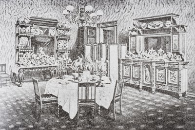 A Fehér Ház családi étkezője az 1890-es években, Washington D.C., Amerikai Egyesült Államok alkotó: American School