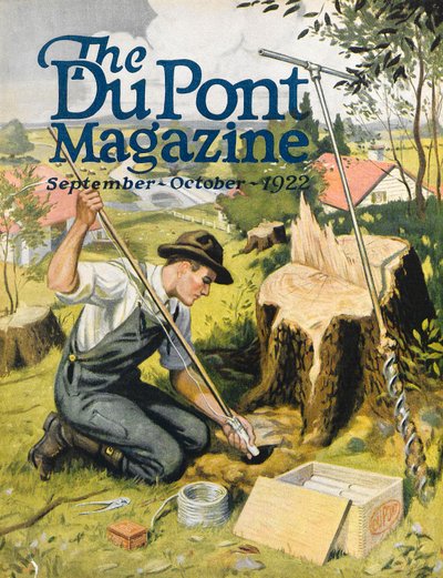 Gazda ültette DuPont dinamitot, a DuPont Magazin címlapja, 1922. szeptember-október alkotó: American School